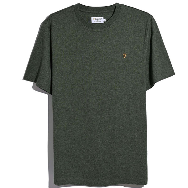 Farah Danny Organic Cotton Jersey Crew Neck T-Shirt in Rosemary Marl - Front Flat