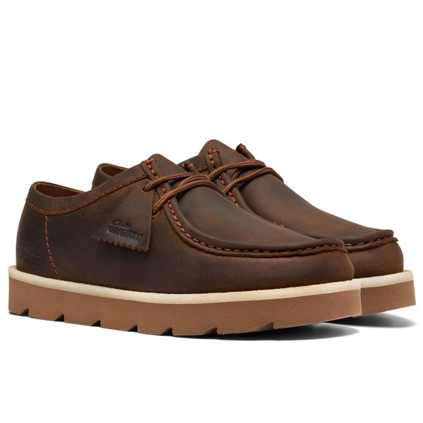 Clarks Originals Men's Meare Walla Shoes in Beeswax Leather - Pair of Shoes Side Angled View