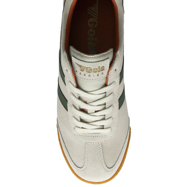 Gola Classics Harrier Suede Men's Retro Trainers in Off White / Evergreen / Moody Orange - Single trainer from above