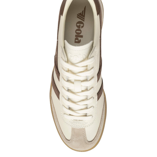 Gola Classics Viper Men's Retro Leather Trainers in Off White / Bone / Otter / Gum - Single trainer from above