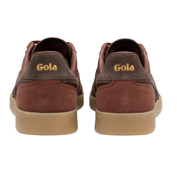 Gola Classics Viper Serra Men's Leather Trainers in Cognac Pebble / Dark Brown / Gum - Pair of trainers from behind