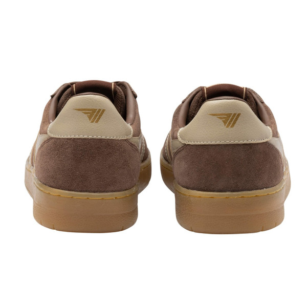 Gola Classics Hawk Suede ’86 Men's Retro Trainers in Root / Bone / Gum - Pair of trainers from behind