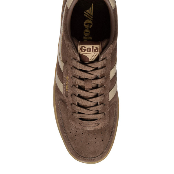 Gola Classics Hawk Suede ’86 Men's Retro Trainers in Root / Bone / Gum - Single trainer from above