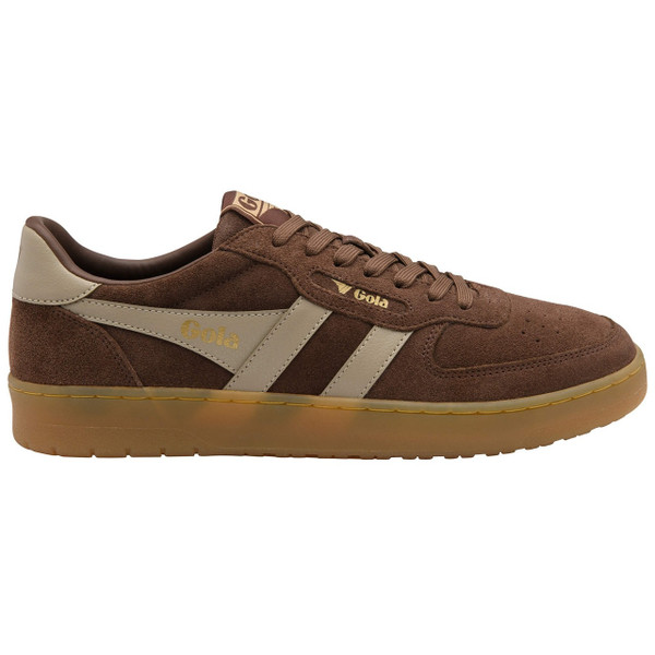 Gola Classics Hawk Suede ’86 Men's Retro Trainers in Root / Bone / Gum - Single trainer side view straight