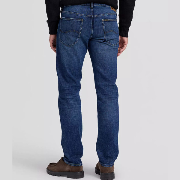 Model Wearing Lee Daren Regular Straight Blue Denim Jeans in Love It Loud - Back