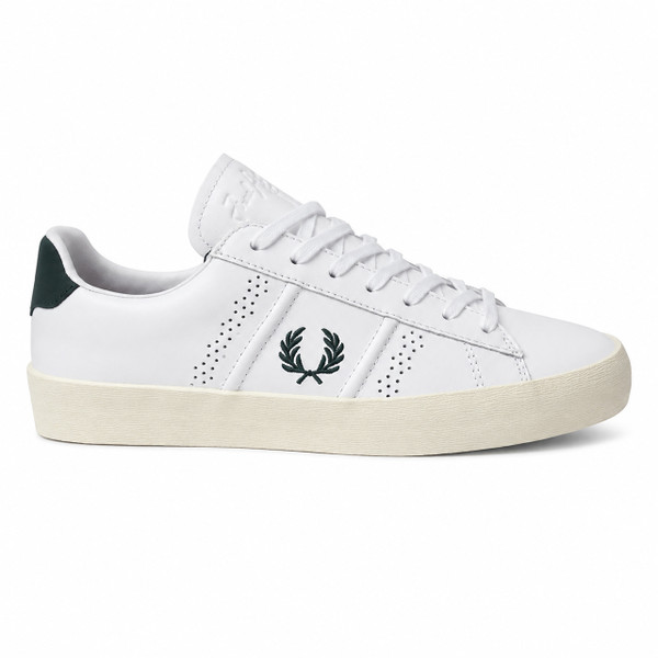 Fred Perry Topspin Men's Leather Tennis Shoes in White - Single shoe side view