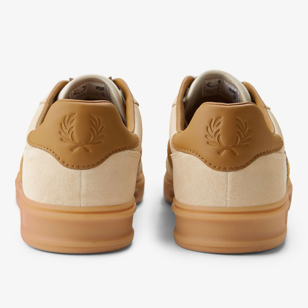 Fred Perry B4 Leather/Suede Tennis Shoes in Oatmeal - Pair of shoes from behind