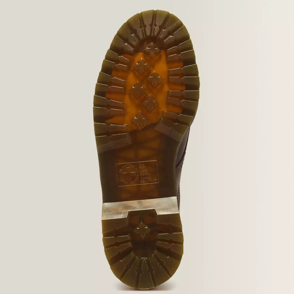 Dr. Martens Lowell Men's 4-Eye Crazy Horse Leather Moc Toe Shoes in Brown - Sole