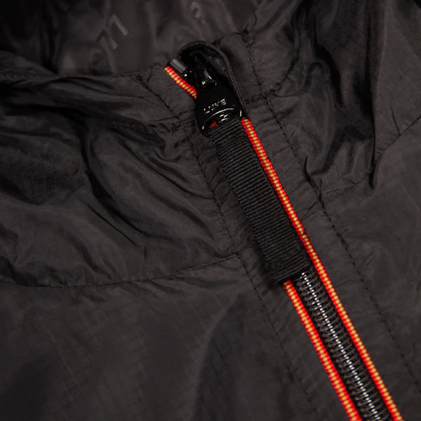 Luke 1977 Garnedd Men's Lightweight Hooded Nylon Jacket in Black - Zip fastening close up