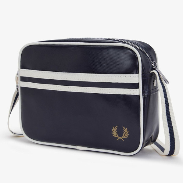 Fred Perry Classic Mini Shoulder Bag in Navy / Ecru - Front at angle