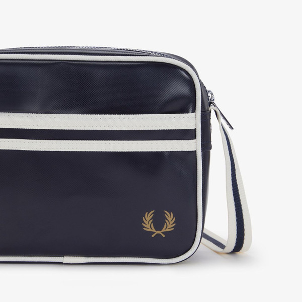 Fred Perry Classic Mini Shoulder Bag in Navy / Ecru - Front close up
