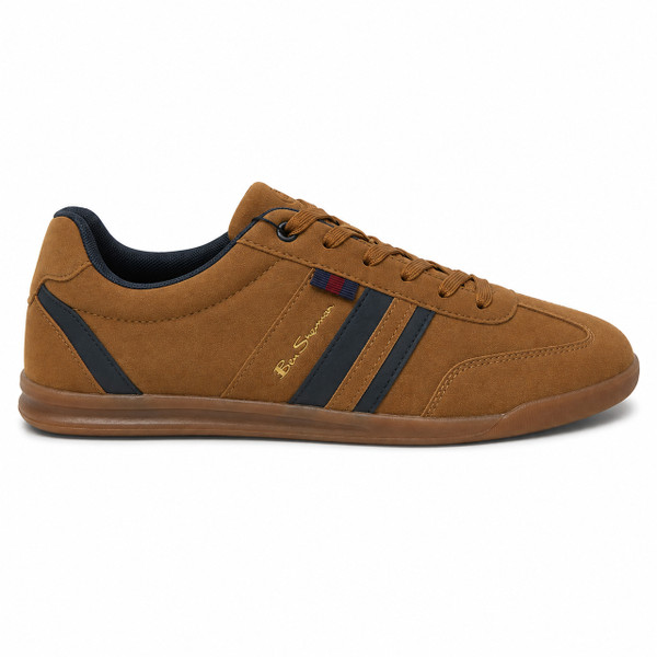 Ben Sherman Feedback Retro Terrace Trainers in Tan/Navy - Side View