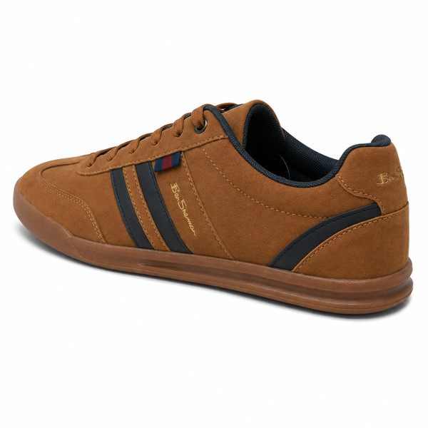 Ben Sherman Feedback Retro Terrace Trainers in Tan/Navy - Back View