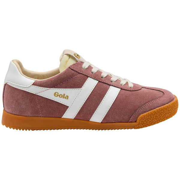 Gola Classics Elan Women's Retro Suede Trainers in Brownrose / White - Single trainer side view straight