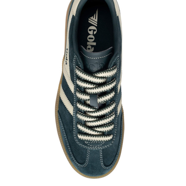 Gola Women's Viper '78 Suede Trainers in Dark Teal / Off White / Gum - Single trainer from above