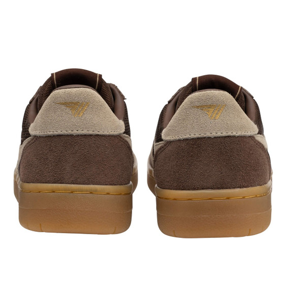 Gola Women's Hawk '83 Suede Trainers in  Root / Bone / Evergreen / Gum - Pair of trainers from behind