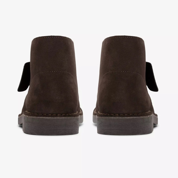 Clarks Originals Men's Desert Boot Evo in Dark Brown Suede - Pair of boots from behind