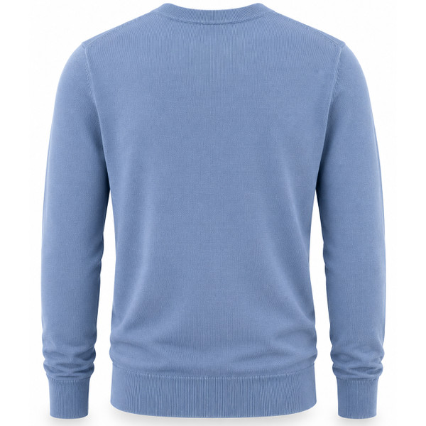 Back of the Lyle & Scott Cotton Merino Crew Neck Jumper in Power Blue