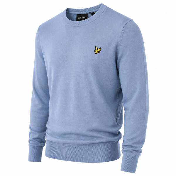 Side of the Lyle & Scott Cotton Merino Crew Neck Jumper in Power Blue