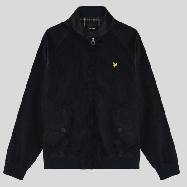 Lyle & Scott Corduroy Harrington Jacket in Dark Navy - Front flat
