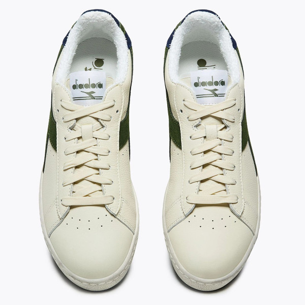 Diadora Game Low Suede Towel Men's Retro Trainers in White / Green - Pair of trainers from above