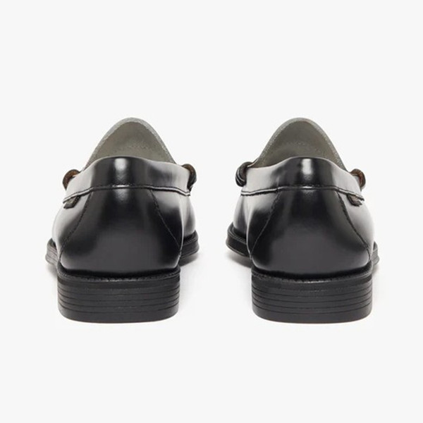 Bass Weejuns Easy Larson Flag 2Tone Leather Penny Loafers in Black / White - Pair of shoes from behind
