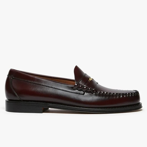Bass Weejuns Limited Edition 90th Anniversary Heritage Larson Penny Loafer in Wine - Single shoe side view straight