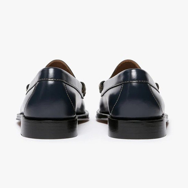 Bass Weejuns Heritage Larson Contrast Stitch Loafers in Navy Leather - Pair of shoes from behind