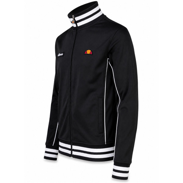 Ellesse Milan Retro Stripe Trim Track Top in Black and White - Side View
