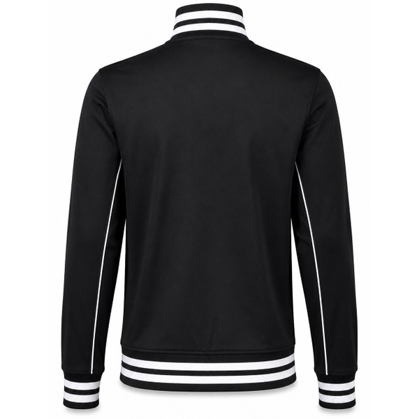 Ellesse Milan Retro Stripe Trim Track Top in Black and White - Back View