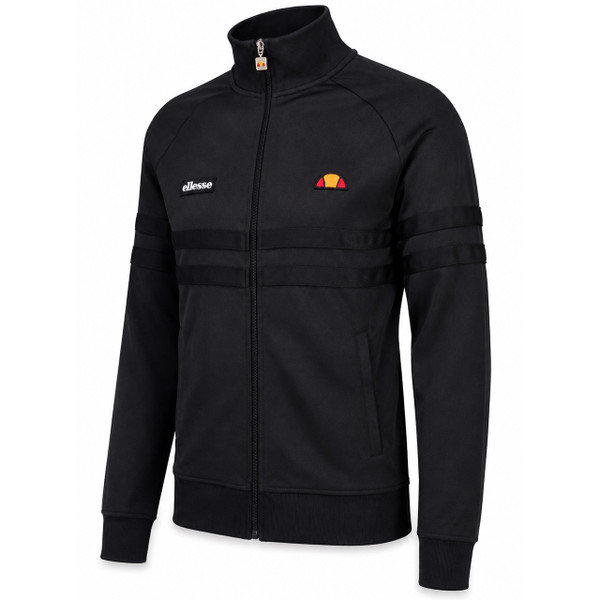 Ellesse Rimini Men's Retro Track Top in Black Mono - Side View