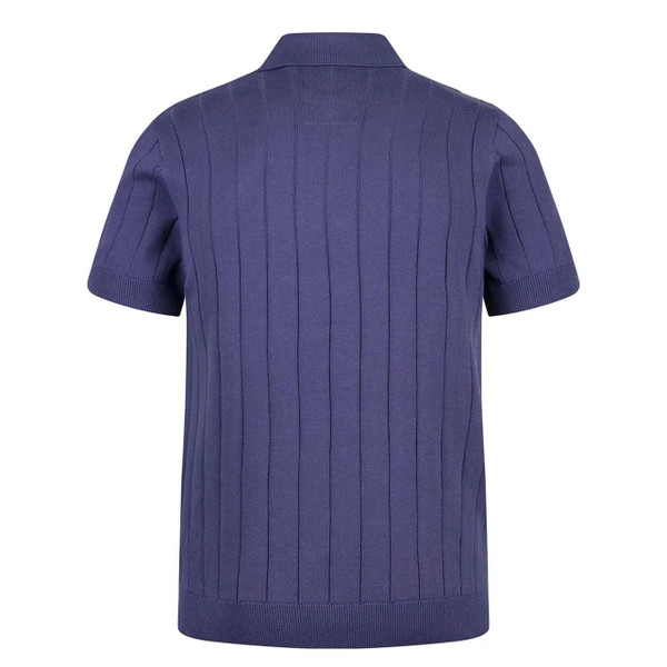 Luke 1977 Rib Eye Knitted Zip Neck Polo in Future Dusk - Back
