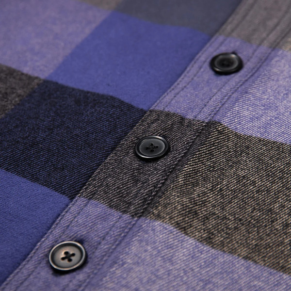 Luke 1977 Bala 4000 Quilted Check Shacket in Future Dusk - Close up buttons