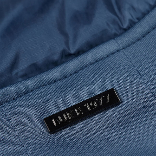 Luke 1977 Bologna Maggiore Quilted Jacket in Slate Grey - Close up branding