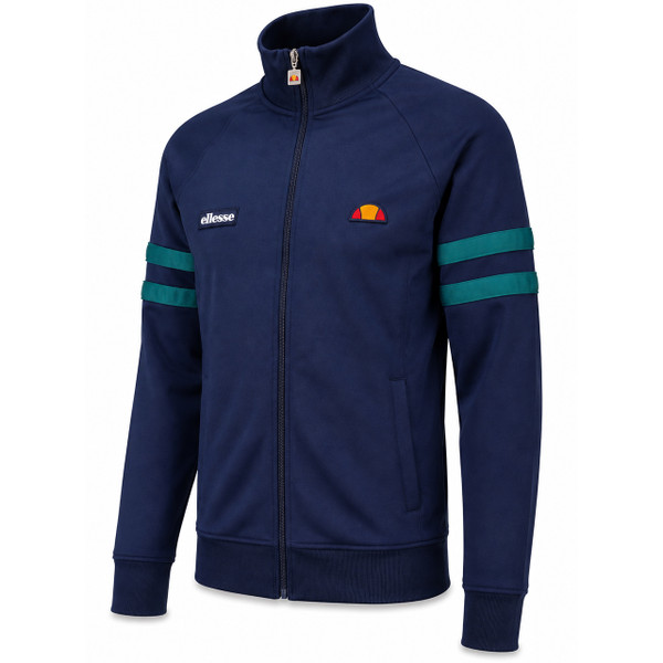 Ellesse Roma Men's Retro Sleeve Stripe Track Top Navy and Teal - Side View
