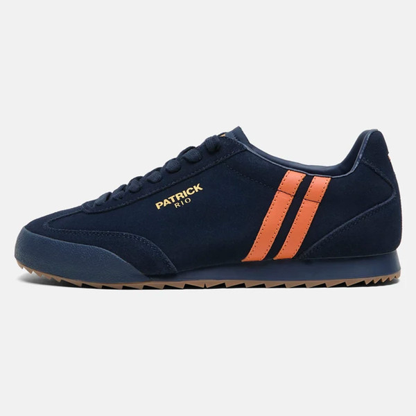 Patrick Rio Runner Men's Suede Trainers in Navy and Orange