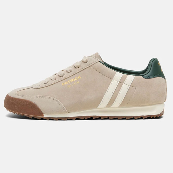 Patrick Dijon Runner Men's Retro Suede Trainers in Stone/Off White