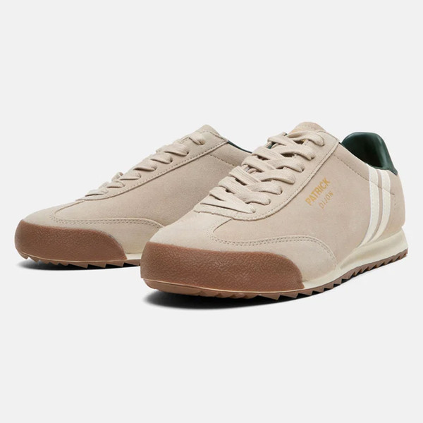 Pair of Patrick Dijon Runner Men's Retro Suede Trainers in Stone/Off White