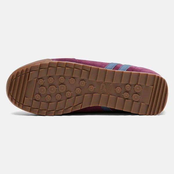 Sole on Patrick Dijon Runner Men's Retro Suede Trainers in Burgundy/Blue