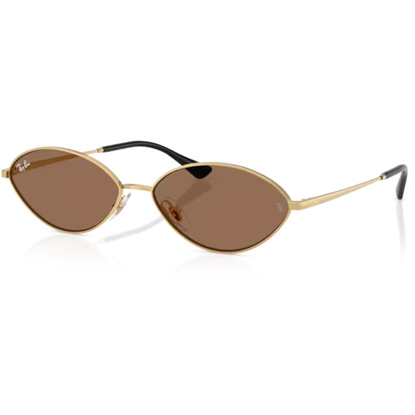Ray-Ban Kai Oval Shaped Aviator Sunglasses in Gold and Dark Brown - Angled View