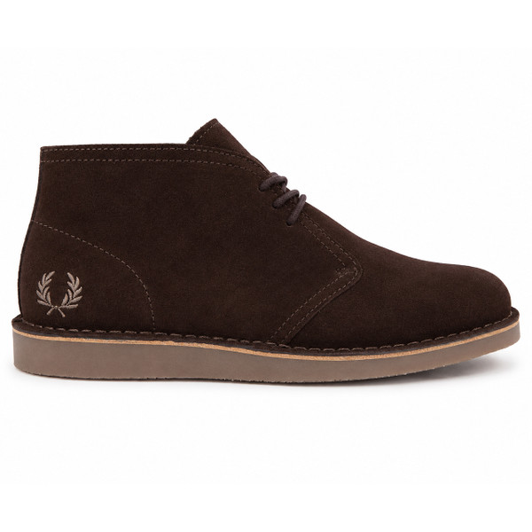 Fred Perry Hawley Desert Boots in Rich Brown Suede - Side View