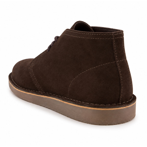 Fred Perry Hawley Desert Boots in Rich Brown Suede - Back View