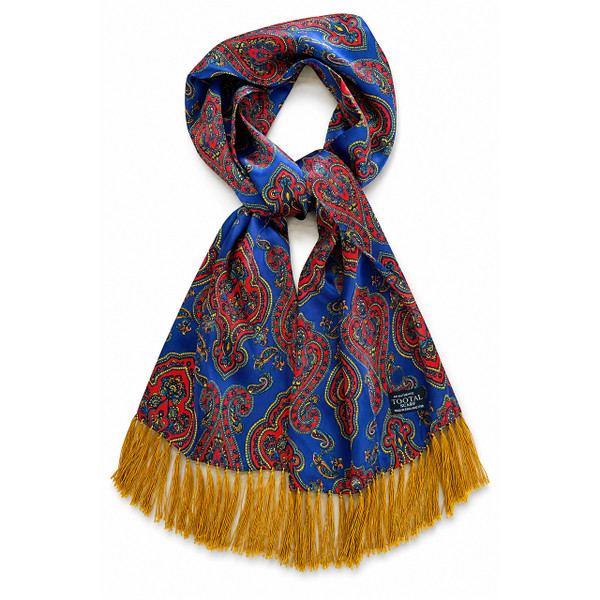 Tootal TV5948 Big Paisley Silk Scarf in Navy and Red - Main View