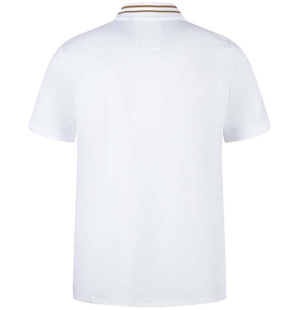 Luke 1977 Throop Zip Neck Polo Shirt in White / Gold - Back
