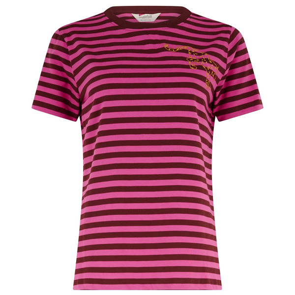 Sugarhill Brighton Maggie Striped Leopard T-shirt in Brown/Magenta