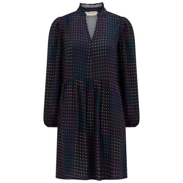Sugarhill Brighton Indi Dot Matrix Short Smock Dress in Black