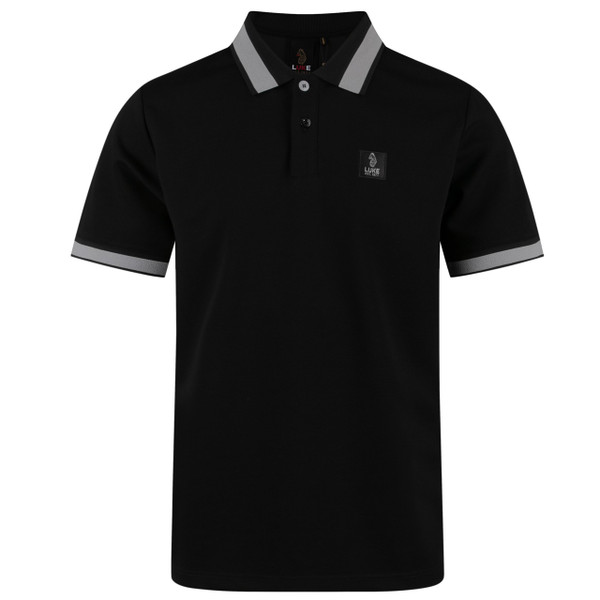 Luke 1977 Makati Honeycomb Textured Polo Shirt in Black / Silver