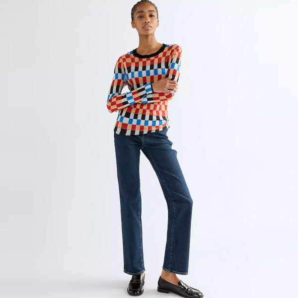 Full length view of Wrangler Women's Starting Line Check Slim Fit Jumper