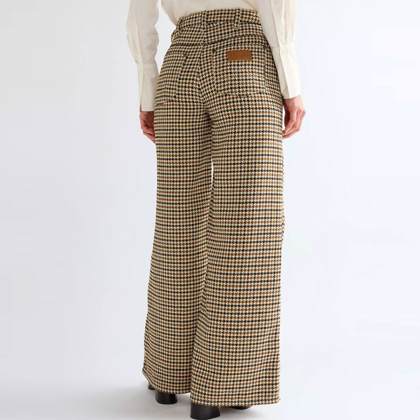 Wrangler Women's Canyon Houndstooth Wide Leg Trousers in Brown