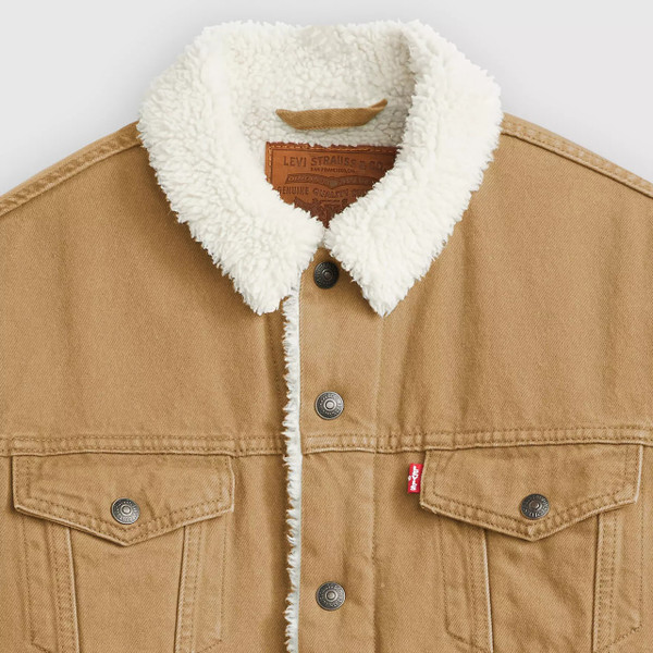 Levi's 60s Type III Sherpa Trucker Jacket in Ermine - Front flat close up